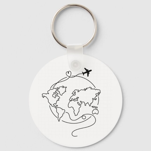 🌍 Love Around the World ✈️ Key Ring (Front)