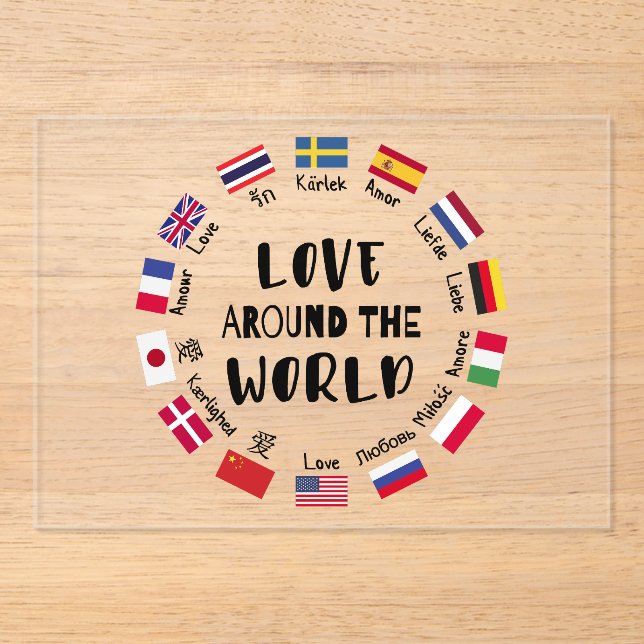 Love Around the World Languages  Acrylic Invitations (Front)