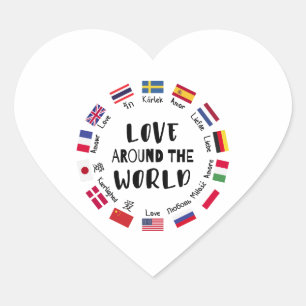 Love Around the World Languages Heart Sticker
