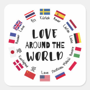 Love Around the World Languages Square Sticker