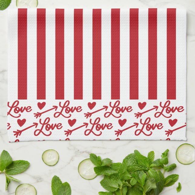 Love Arrows And Hearts Tea Towel (Folded)