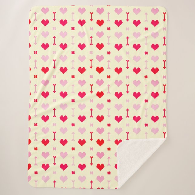 Love Arrows & Blossoms Sherpa Blanket (Front)
