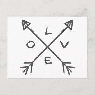 Love Arrows Monochrome Black and White Wedding Postcard
