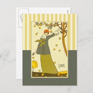 Love. Art Deco Valentine's Day Holiday Postcard