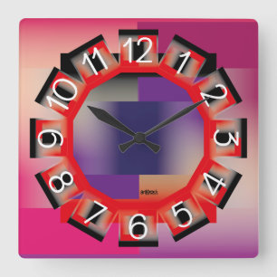 LOVE ART KLOCK DEGRADES PRIMARY +COLOR BY MASANSER SQUARE WALL CLOCK