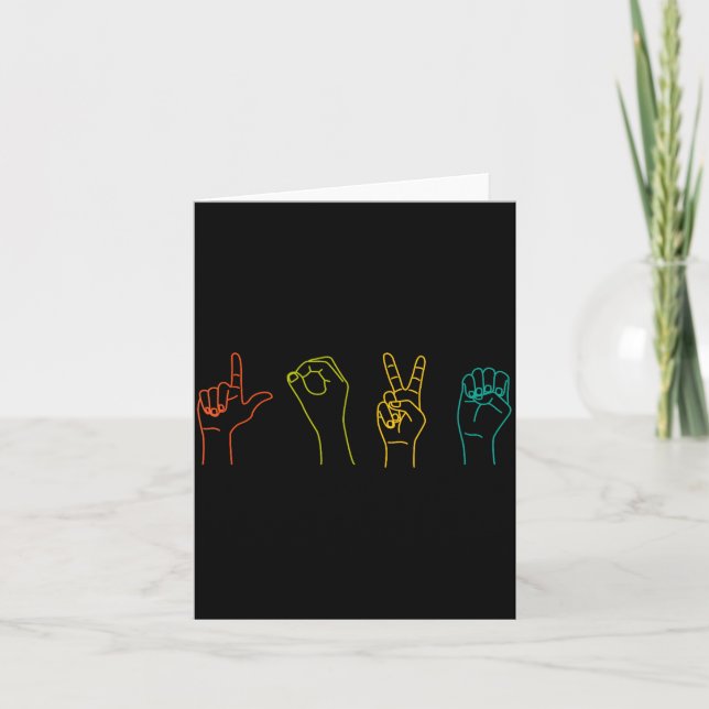 Love Asl Sign Language Alphabet Valentines Day  Card (Front)