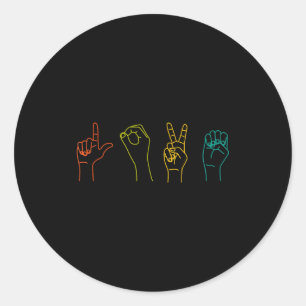Love Asl Sign Language Alphabet Valentines Day  Classic Round Sticker