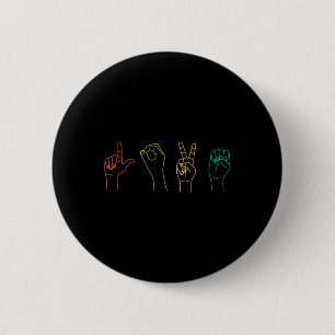 Love ASL Sign language Alphabet Valentines Day Gif 6 Cm Round Badge