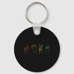 Love ASL Sign language Alphabet Valentines Day Gif Key Ring