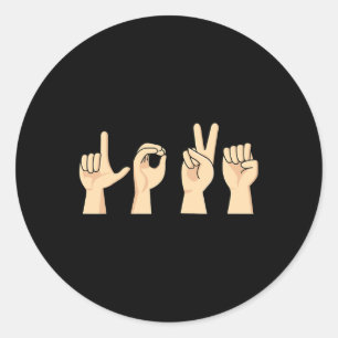 Love ASL Valentines Day Cute Sign Language Deaf Aw Classic Round Sticker