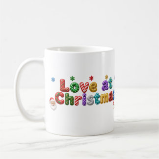 Love at Christmas Santa Gold Star Polka Dot Coffee Mug