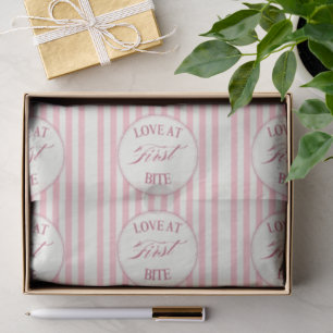 Love At First Bite Cream & Pink Striped Wedding Tissue Paper