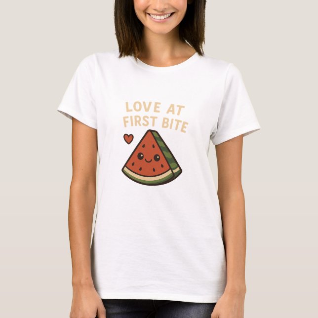  Love At First Bite Cute Watermelon Funny Shirt  (Front)