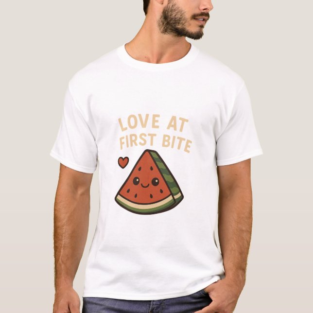  Love At First Bite Cute Watermelon Funny Shirt (Front)