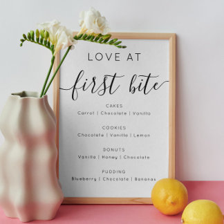 Love at first bite. Minimalist dessert wedding Poster