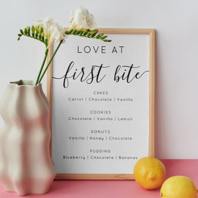 Love at first bite. Minimalist dessert wedding Poster (Creator Uploaded)