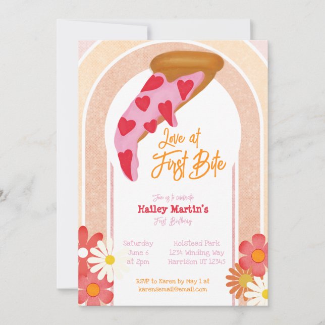 Love At First Bite Pizza Party Birthday Invitation (Front)