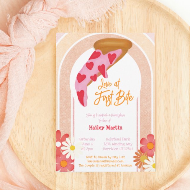 Love At First Bite Pizza Party Bridal Shower Invitation (Creator Uploaded)