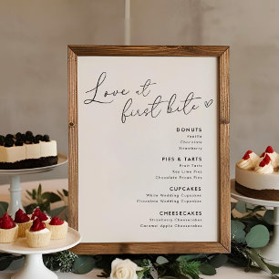 Love at First Bite Wedding Desserts Menu Sign