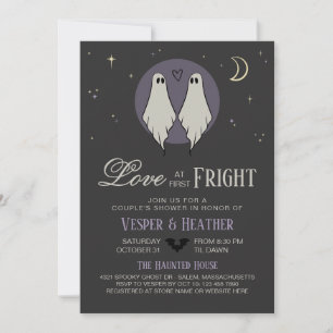 Love at First Fright Lesbian Couple's Shower Invitation