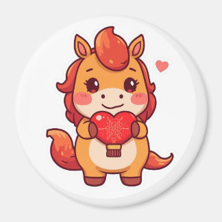Love at First Gallop Fire Horse Valentine Chinese Magnet