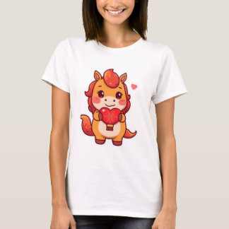 Love at First Gallop Fire Horse Valentine Chinese T-Shirt