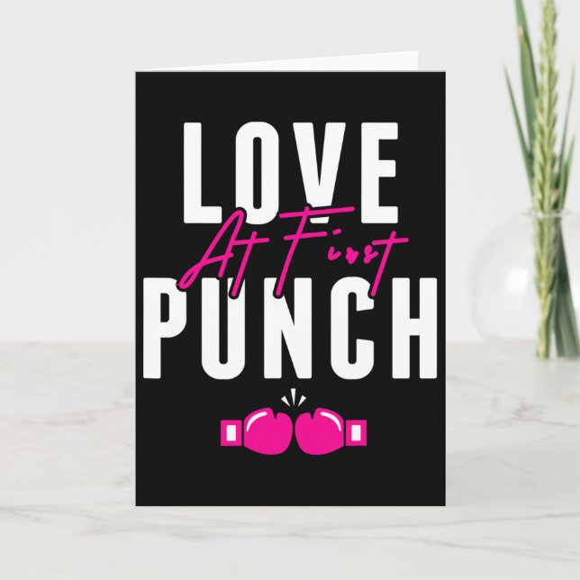 Love At First Punch Girl Kickboxing Cardio Workout Card (Front)