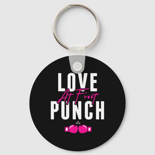 Love At First Punch Girl Kickboxing Cardio Workout Key Ring (Front)