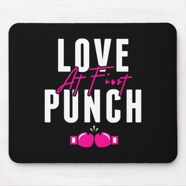 Love At First Punch Girl Kickboxing Cardio Workout Mouse Pad (Front)