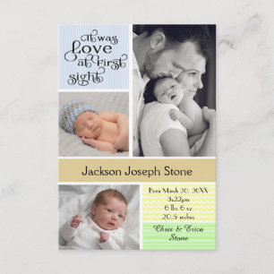 Love at First Sight Colourful Collage - 3x5 Boy Announcement