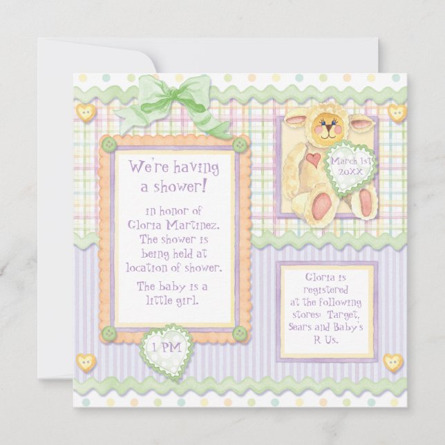 Love at First Sight, Lamb Baby Shower Invitation (Front)