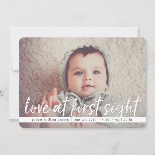 Love at First Sight Overlay Birth Announcement (Front)