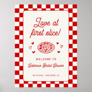 Love at First Slice Pizza Bridal Shower Welcome Poster