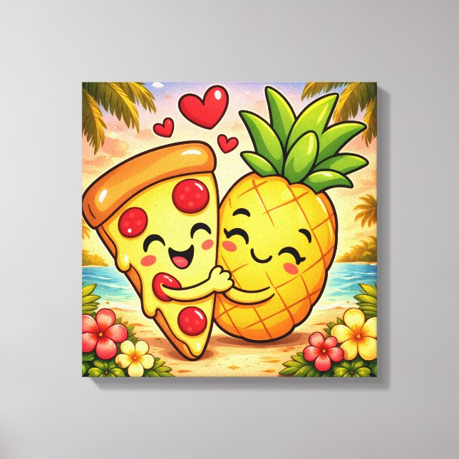 Love at First Slice - Pizza Meets Pineapple Canvas Print (Front)