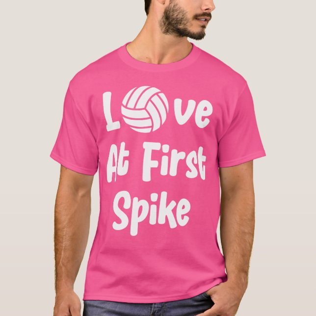 Love At First Spike Funny Volleyball T-Shirt (Front)