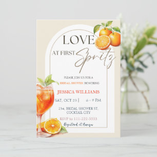 Love at First Spritz Aperol Cocktail Bridal Shower Invitation