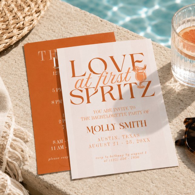 Love at First Spritz Bachelorette Invitation (Love at First Spritz Bachelorette Invitation)