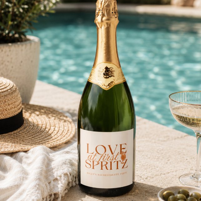 Love at First Spritz Bachelorette Sparkling Wine Label (Love at First Spritz Bachelorette Sparkling Wine Label)
