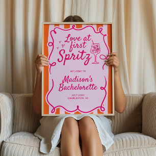 Love At First Spritz Bachelorette Welcome Poster