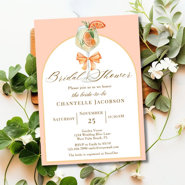 Love At First Spritz Boho Orange Bridal Shower  Invitation (Creator Uploaded)