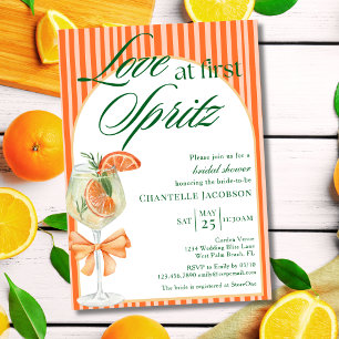Love At First Spritz Bow Cocktail Bridal Shower  Invitation