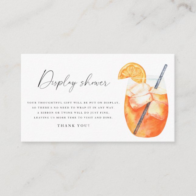 LOVE AT FIRST SPRITZ Bridal Display shower Enclosure Card (Front)