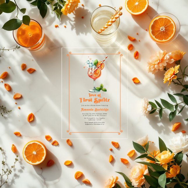 Love at First Spritz Bridal Shower Acrylic Invitations (Love at First Spritz Bridal Shower Acrylic Invitations)