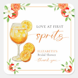 Love at First Spritz Bridal Shower Aperol Custom Square Sticker