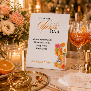 Love at First Spritz Bridal Shower Bar Pedestal Sign