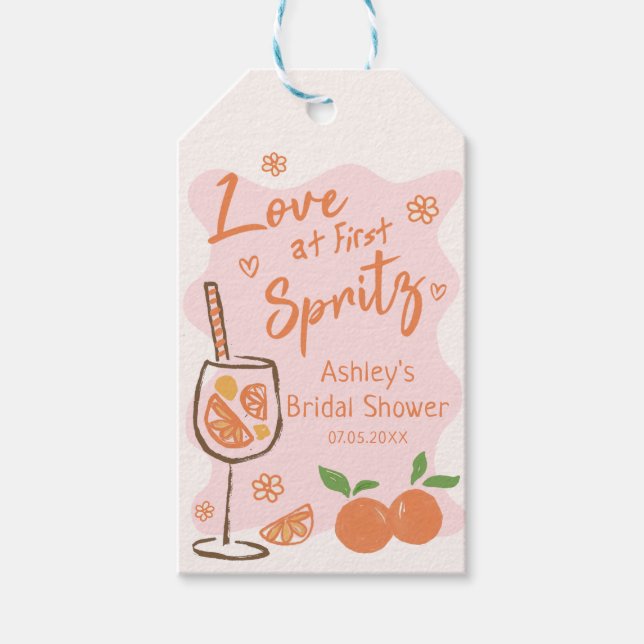 Love at First Spritz Bridal Shower Gift Tag (Front)
