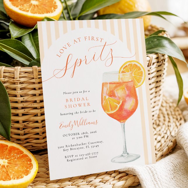Love at First Spritz Bridal Shower Invitation (Creator Uploaded)