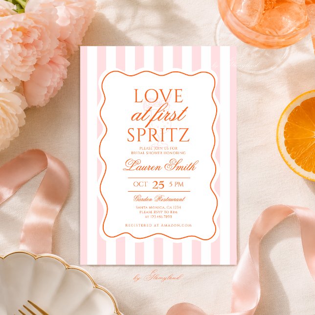 Love at First Spritz Bridal Shower Invitation (Creator Uploaded)