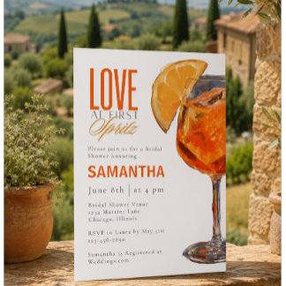 Love at First Spritz Bridal Shower invitation