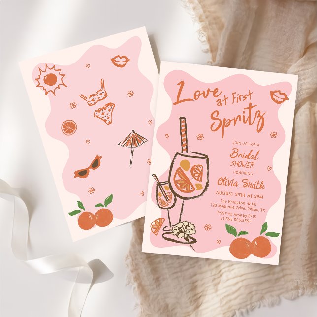 Love at First Spritz Bridal Shower Invitation (Creator Uploaded)